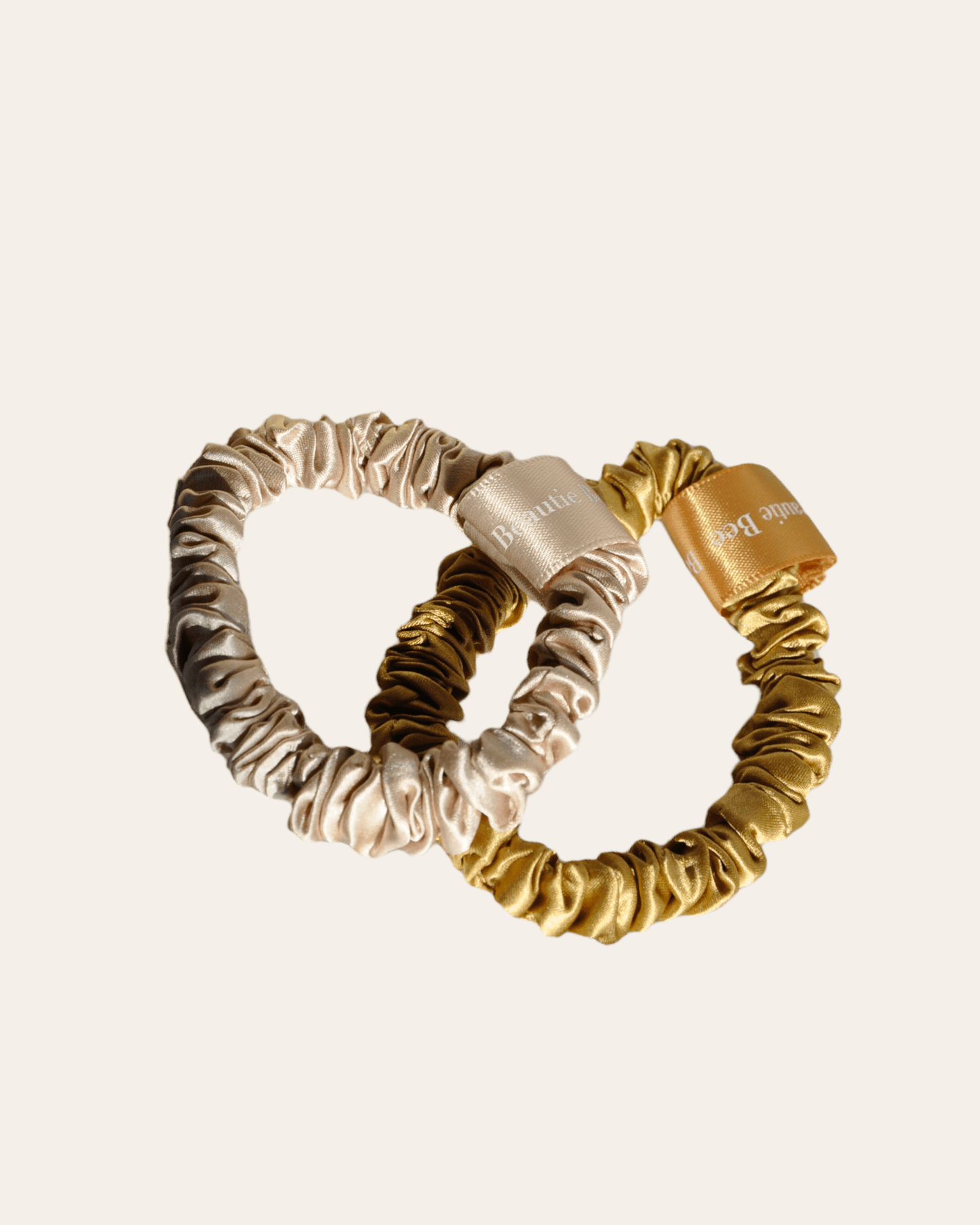Silk Scrunchies Beige Duo Pack