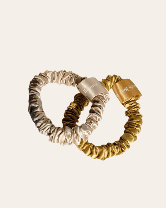 Silk Scrunchies Beige Duo Pack