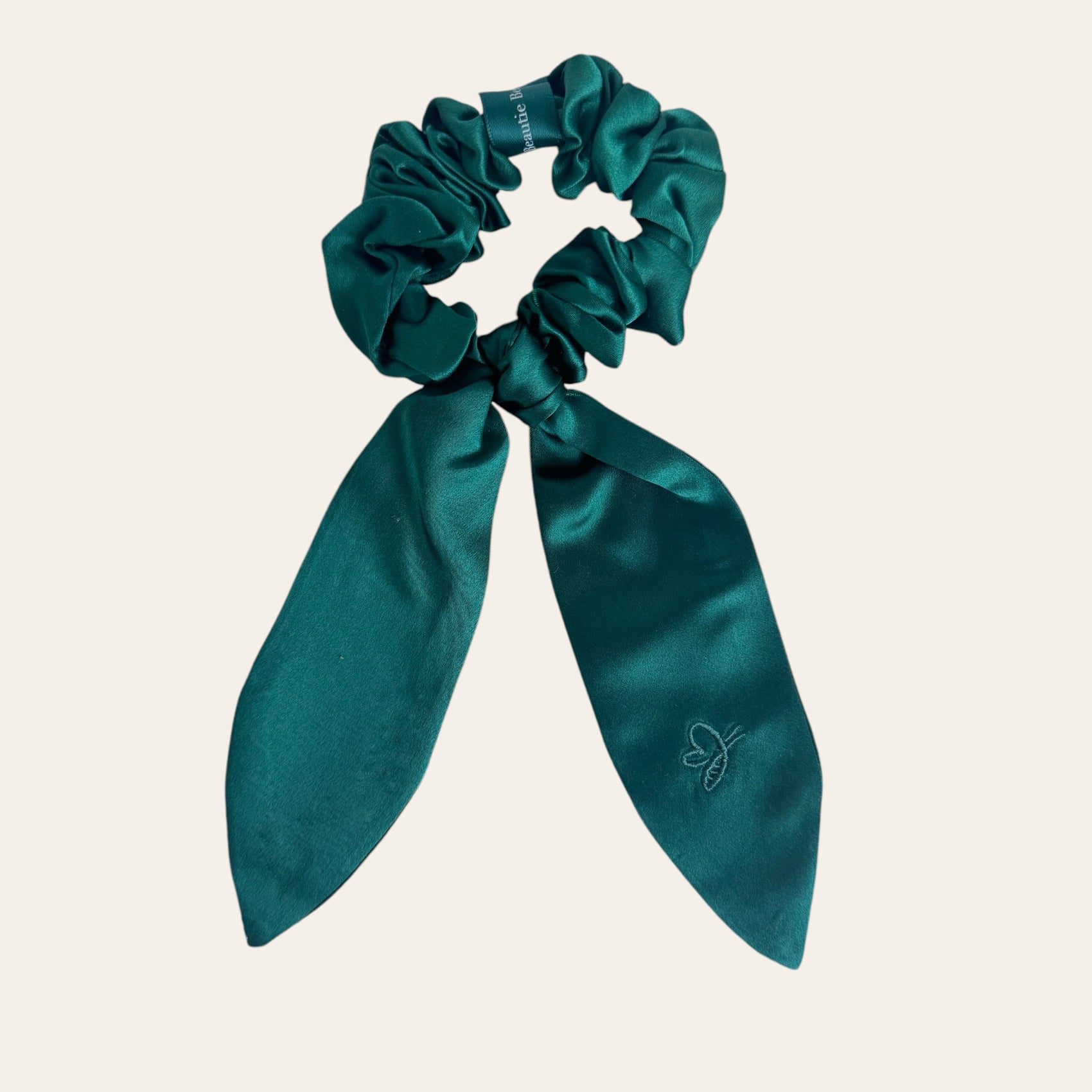 Hodvábna gumička s mašľou L - Emerald
