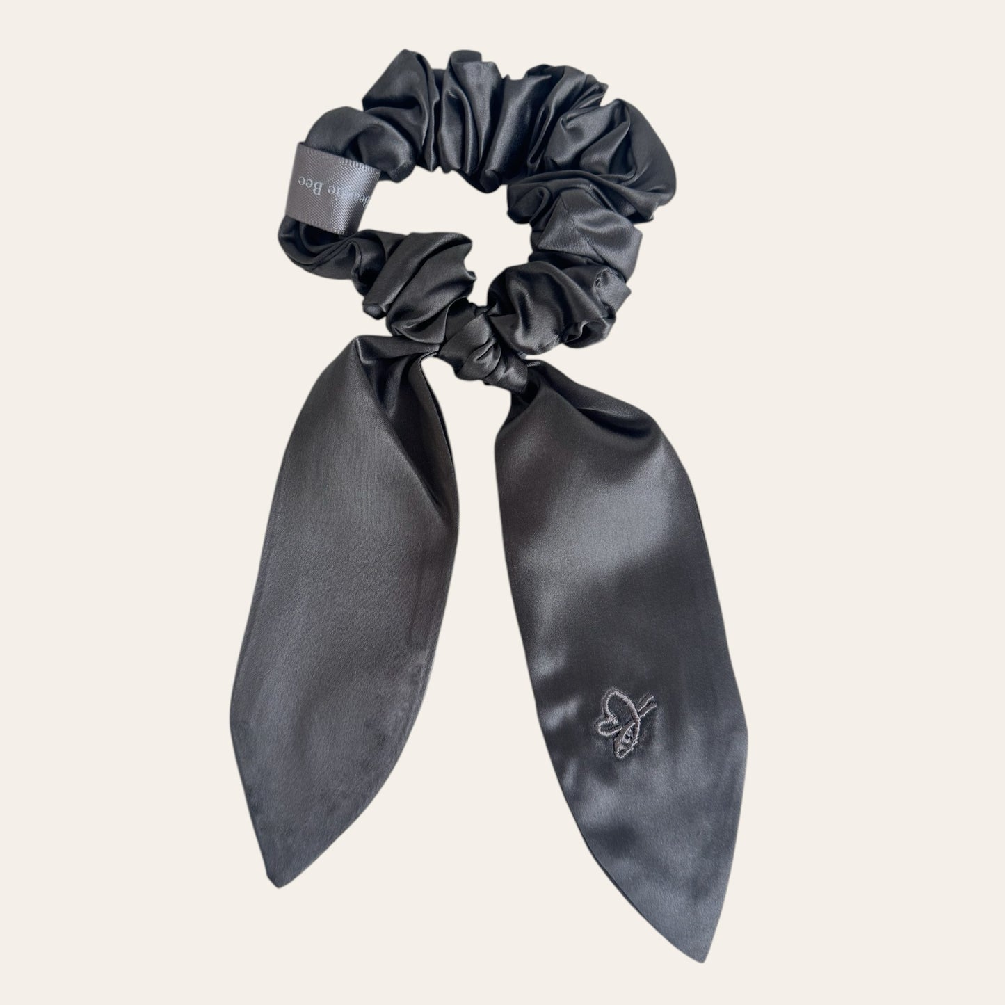 Hodvábna gumička s mašľou L - charcoal