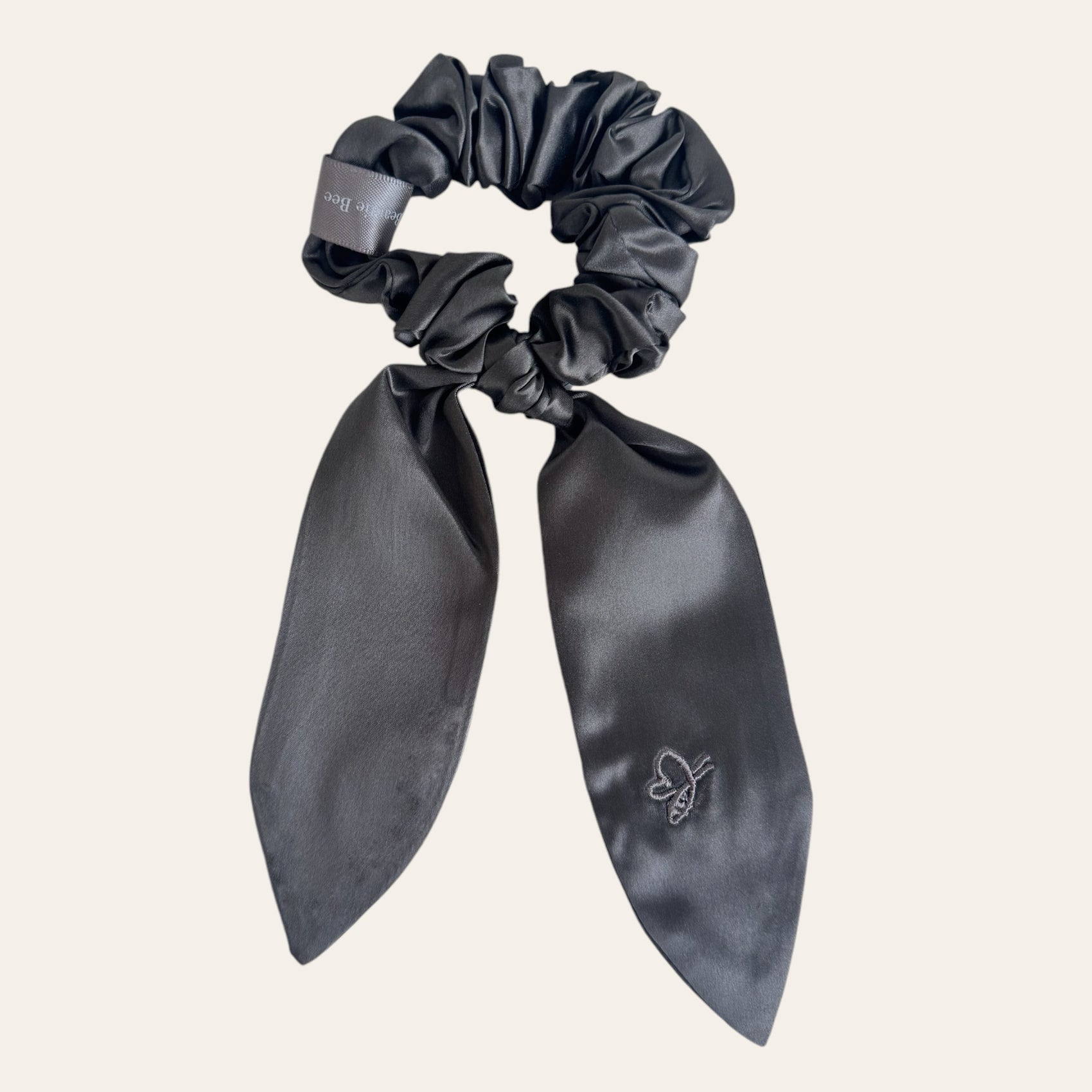 Hodvábna gumička s mašľou L - charcoal