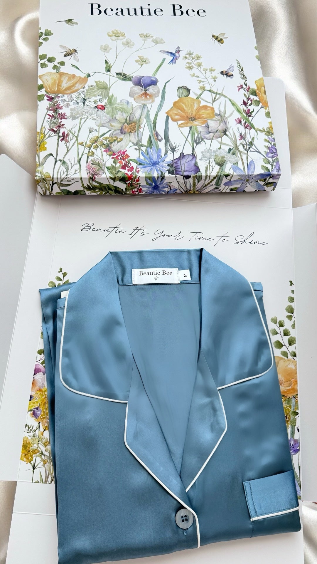Luxury Silk Pyjamas - Arctic Blue size S