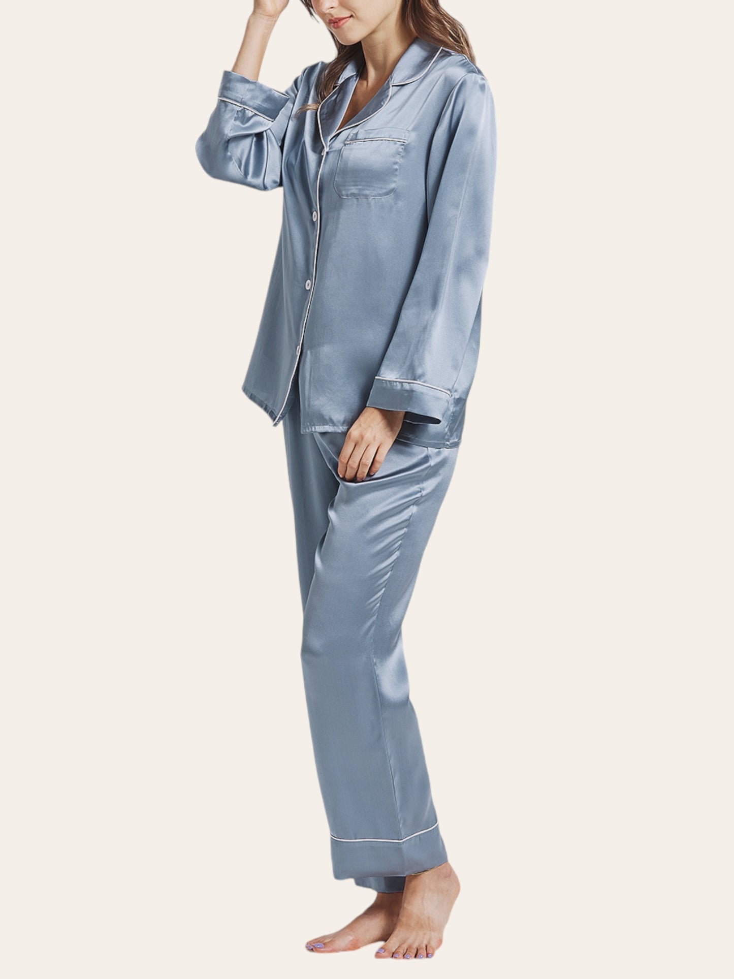 Luxury silk pyjamas - Artic Blue size L