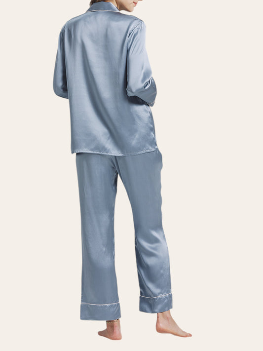 Luxury Silk Pyjamas - Arctic Blue size S