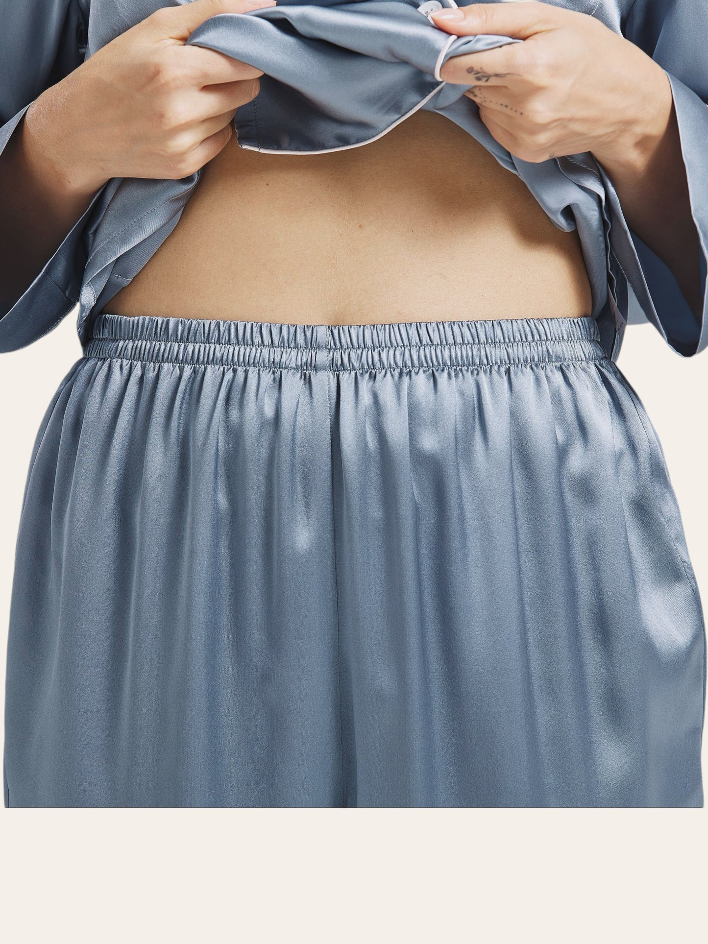Luxury Silk Pyjamas - Arctic Blue size S