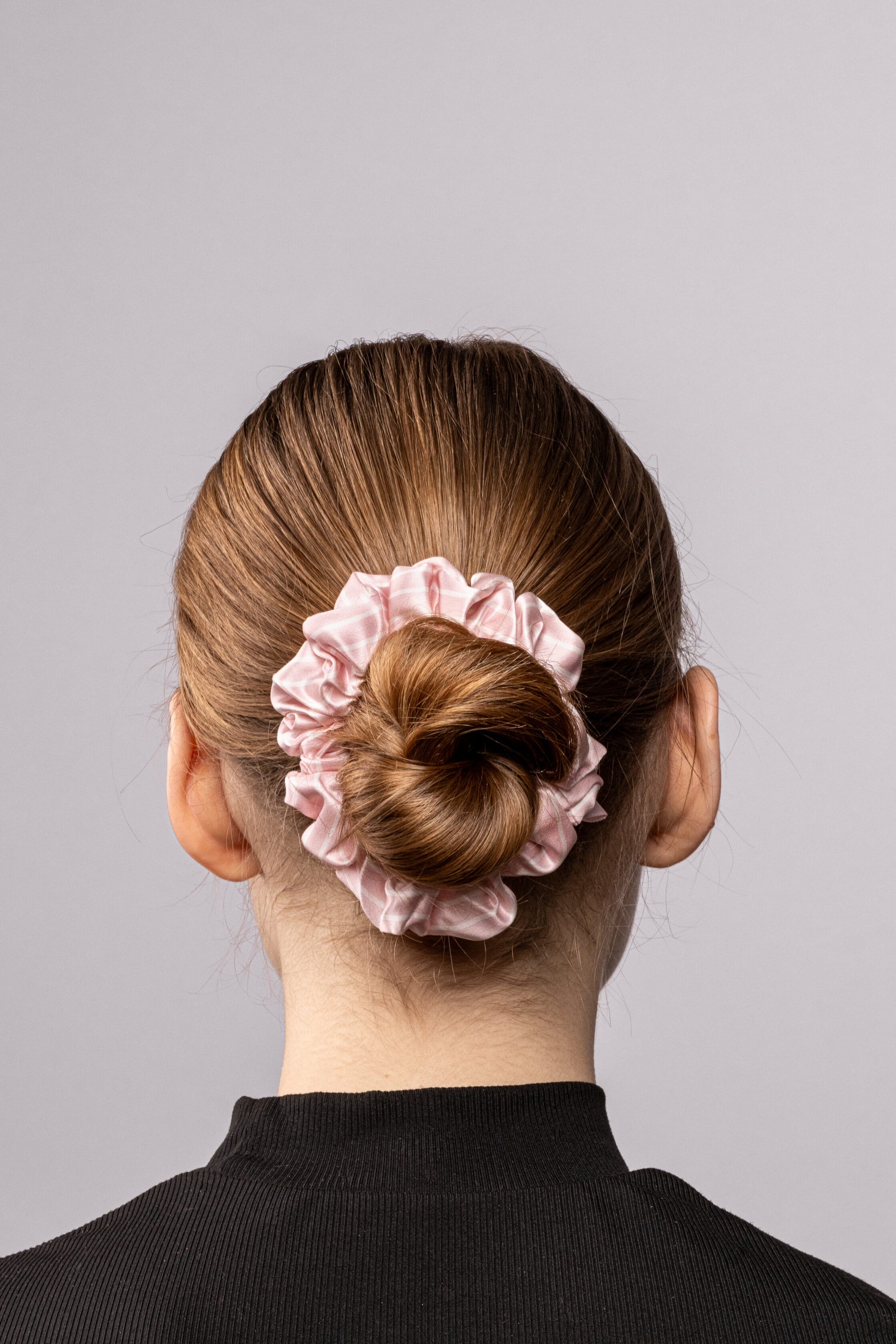 Silk scrunchie Large - stripes x pink