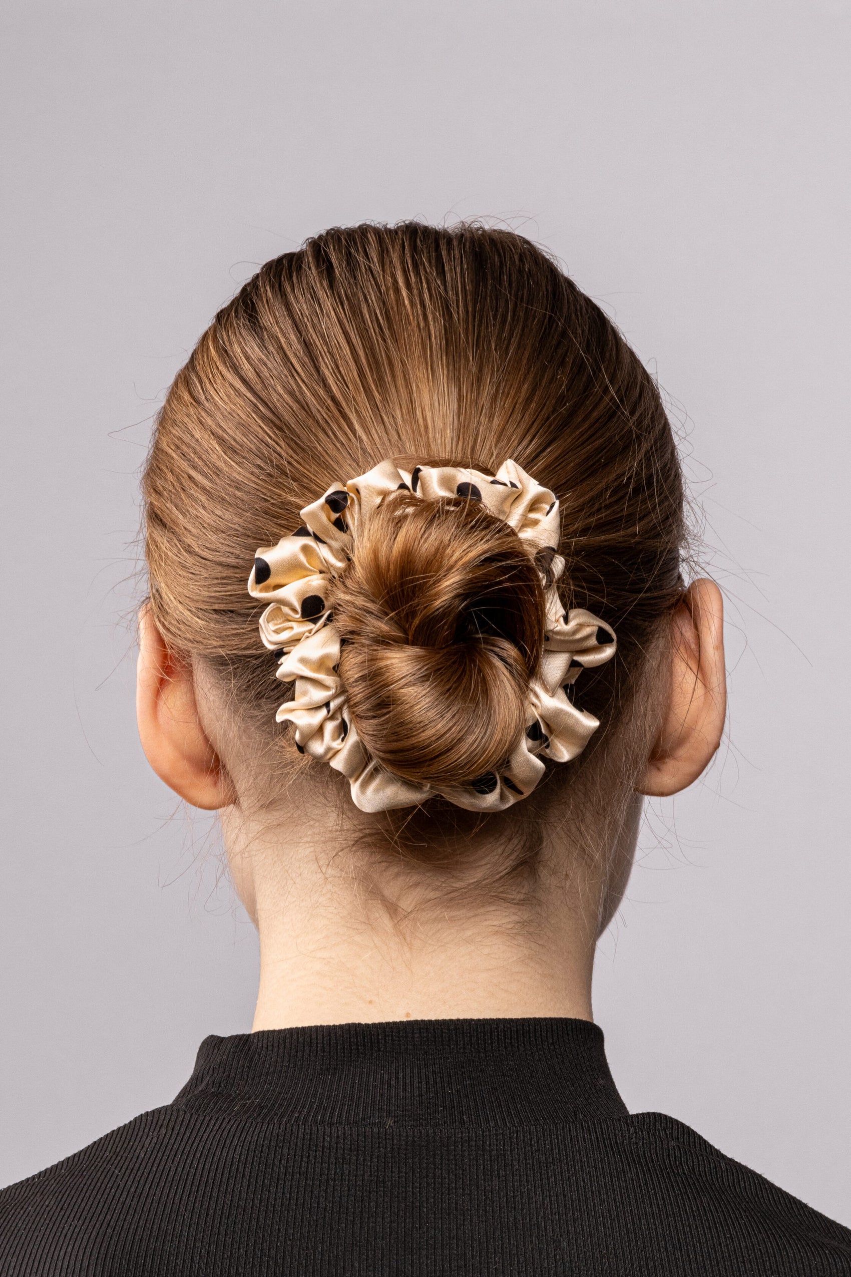 Silk Scrunchie Large Polka Dot - Beige