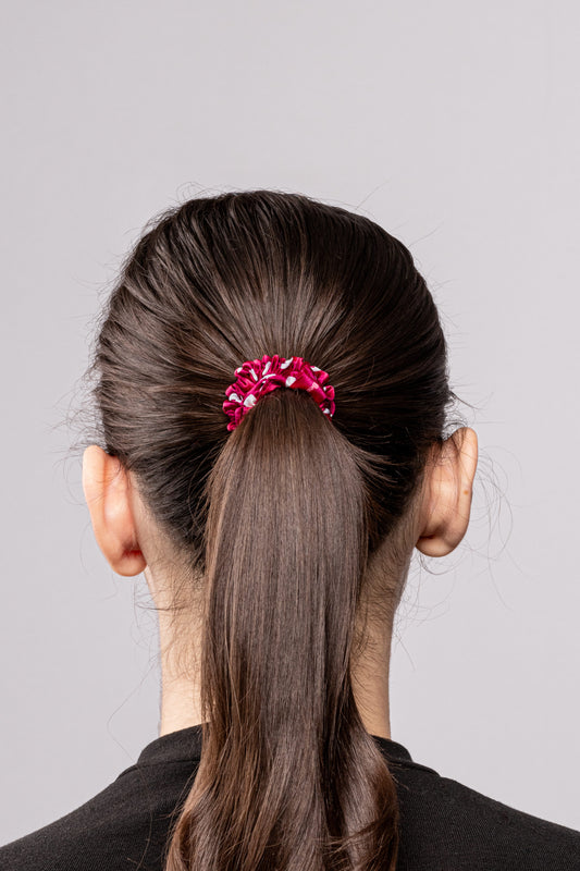 Silk Scrunchie Classic Polka Dot - Burgundy