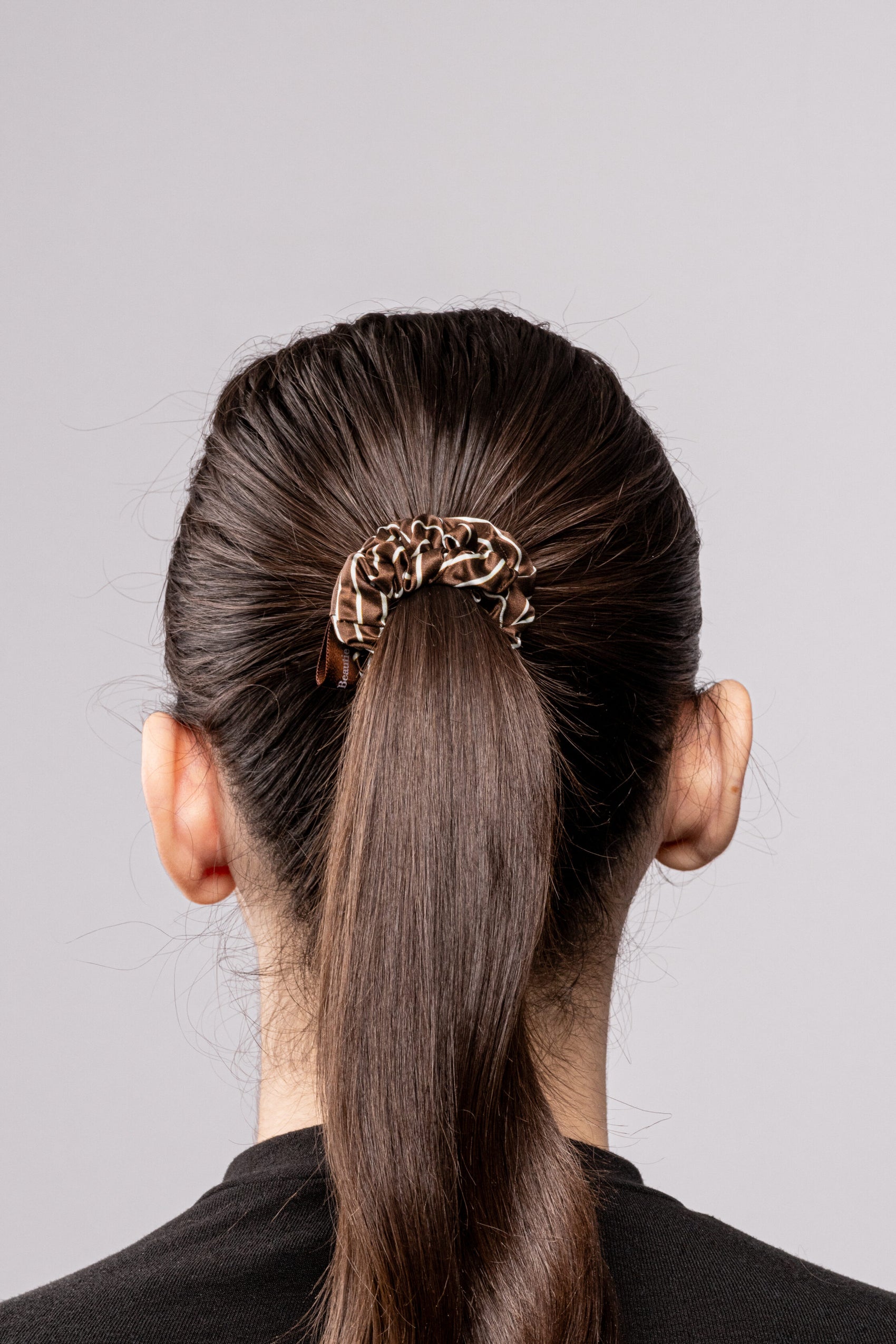 Silk scrunchie medium - Stripes x Chocolate
