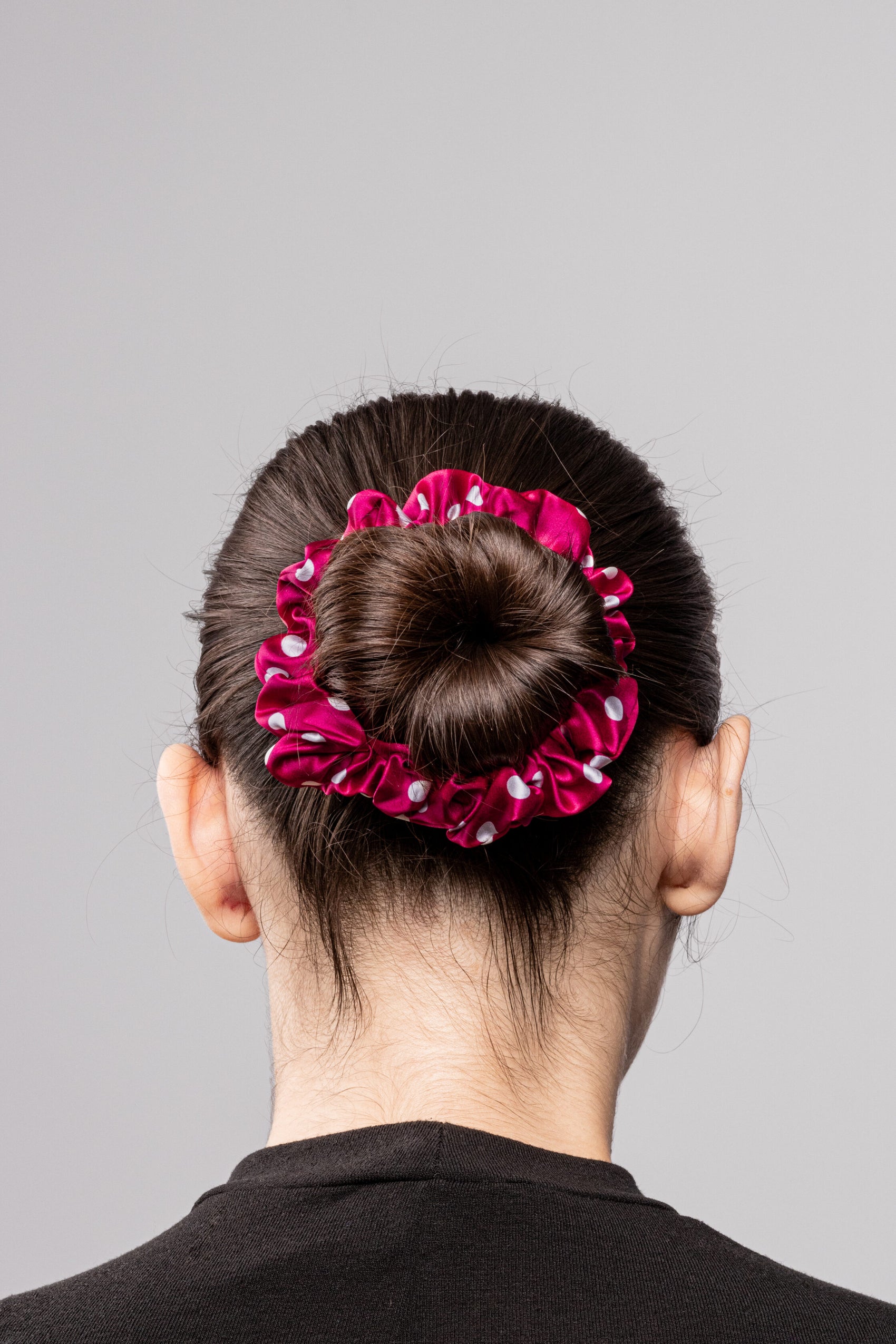 Silk Scrunchie Large Polka Dot - Burgundy