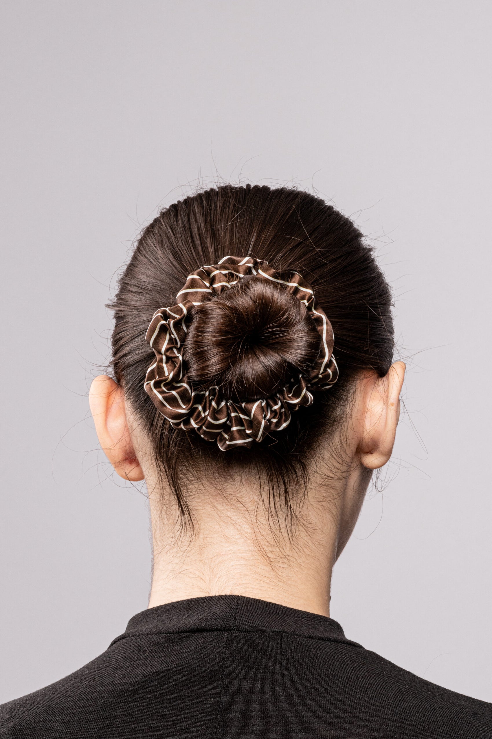Large Silk Scrunchie - stripes x chocolate