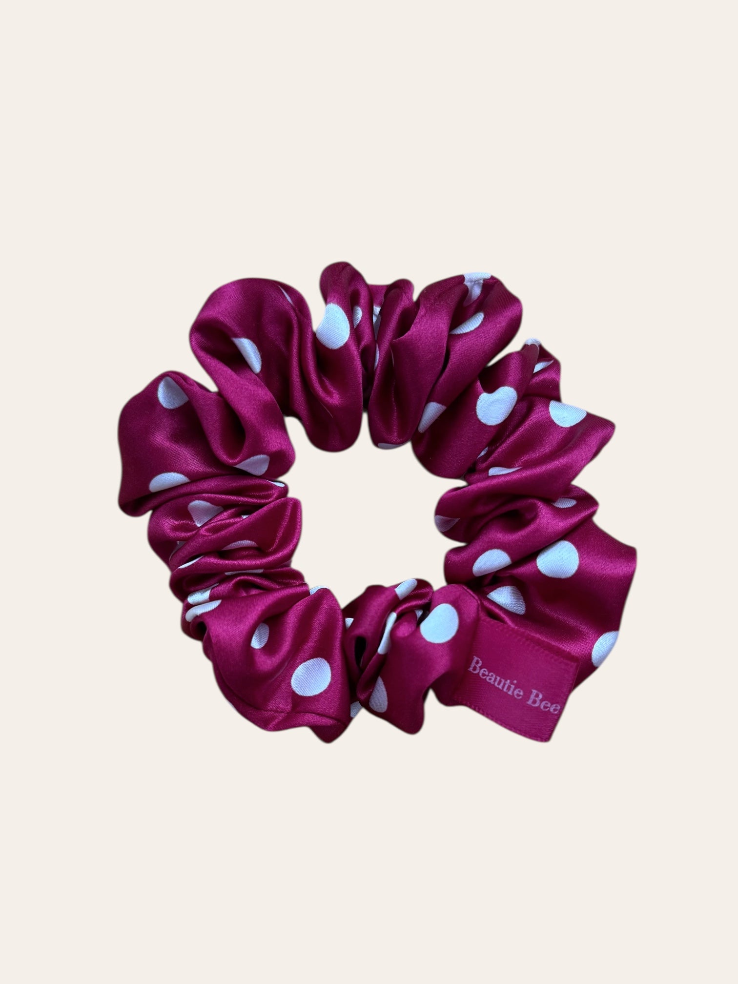 Hodvábna gumička Large Polka Dot - Burgundy