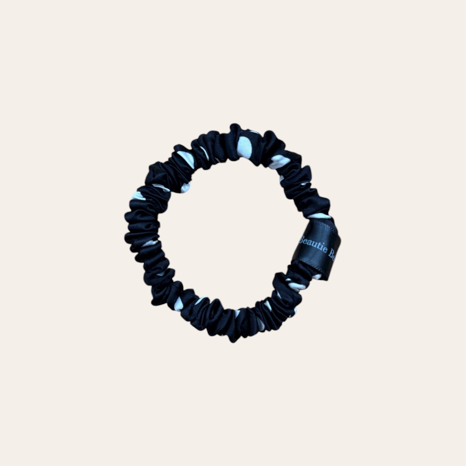 Silk scrunchie classic Polka Dot - black