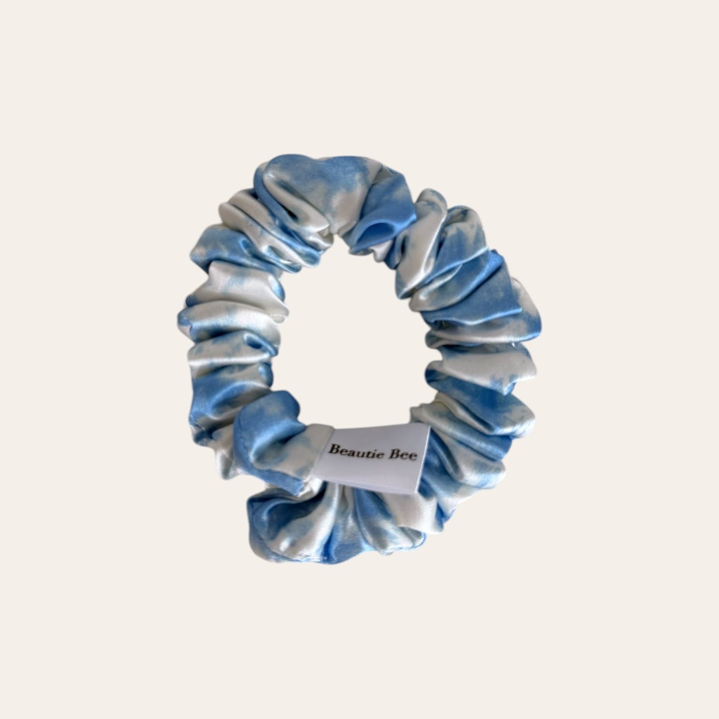 Silk scrunchie medium - marble blue