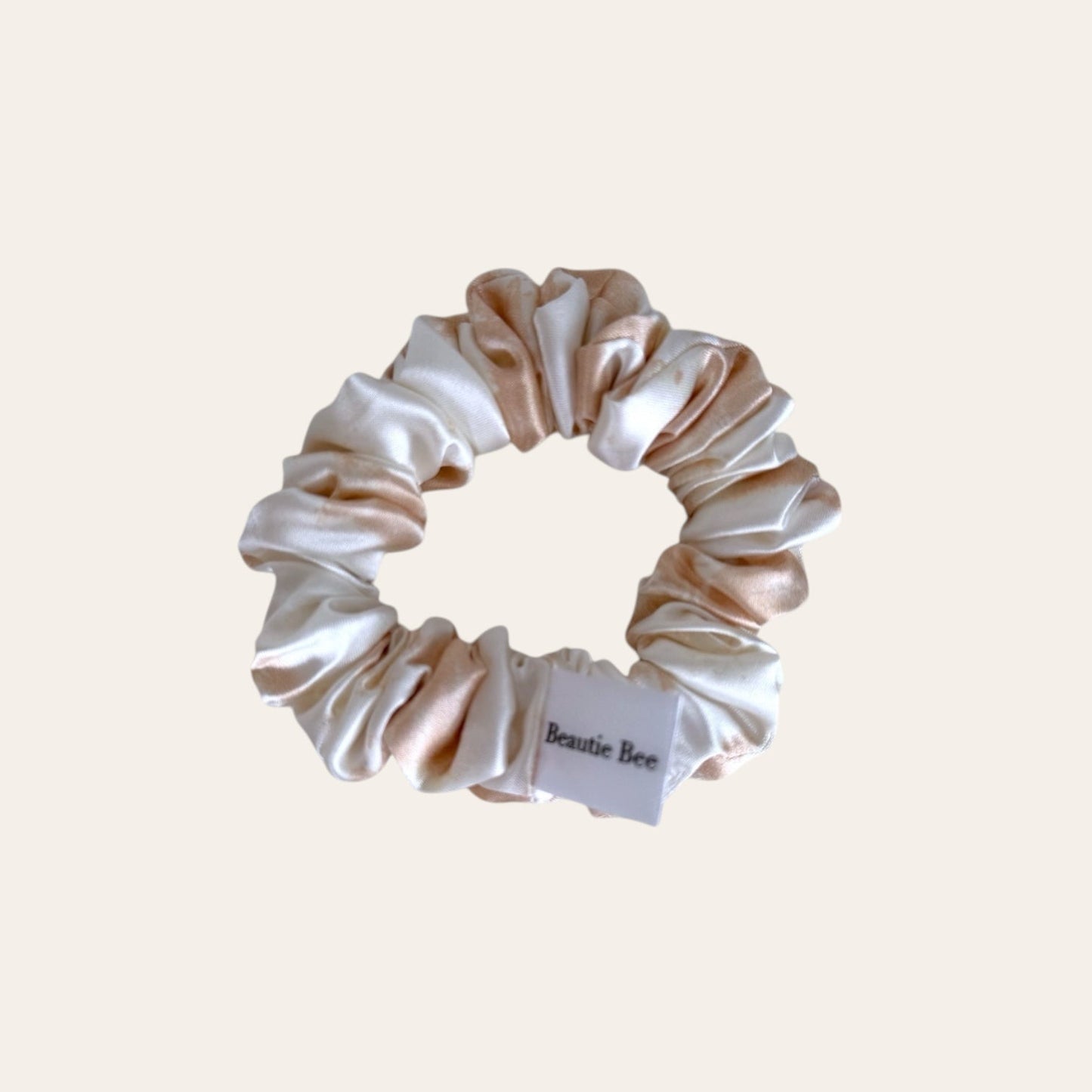 Silk scrunchie medium - marble beige