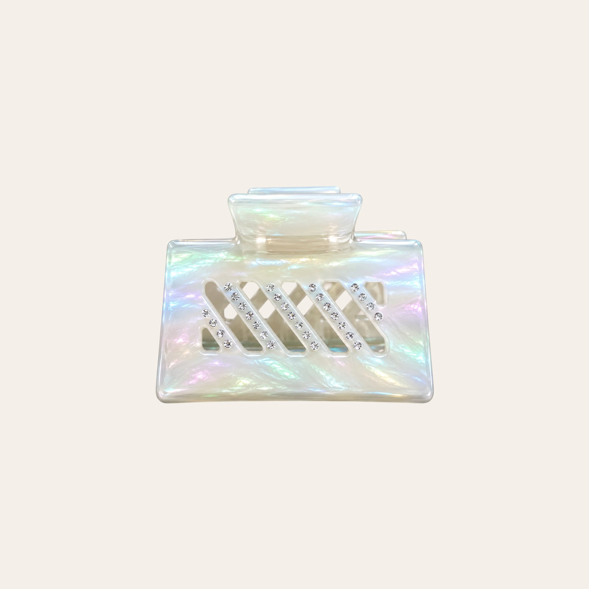 BEE clip crystal line - white pearl
